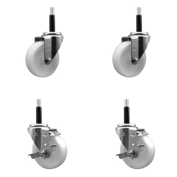 Service Caster 4'' Nylon Wheel Swivel 3/4'' Expanding Stem Caster Set 2 Brakes, 4PK SCC-EX20S414-NYS-2-TLB-2-34 - main